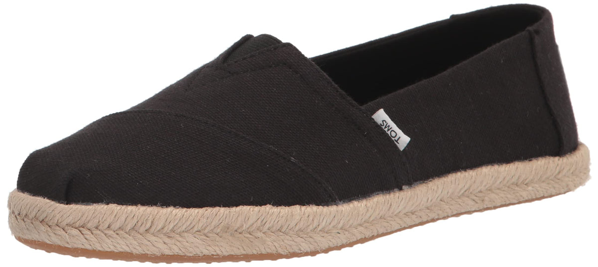 TOMS Women's Alpargata Rope Loafer Flat, Black, 9.5