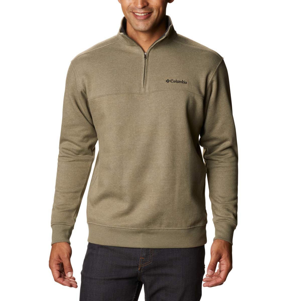 Columbia Men's Hart Mountain II Half Zip, Stone Green Heather, Large Tall