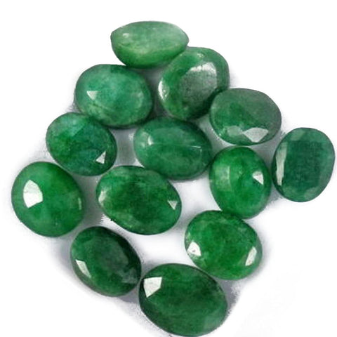 GEMHUB Natural Oval Cut Colombian Loose Green Emerald Beads Approx 60 Ct / 12 Pcs Gemstones LotÃ¢â‚¬Â¦