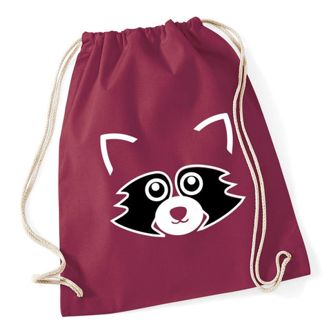 Hippowarehouse Cute Raccoon Face Drawstring Cotton School Gym Bag 37cm x 46cm, 12 litres