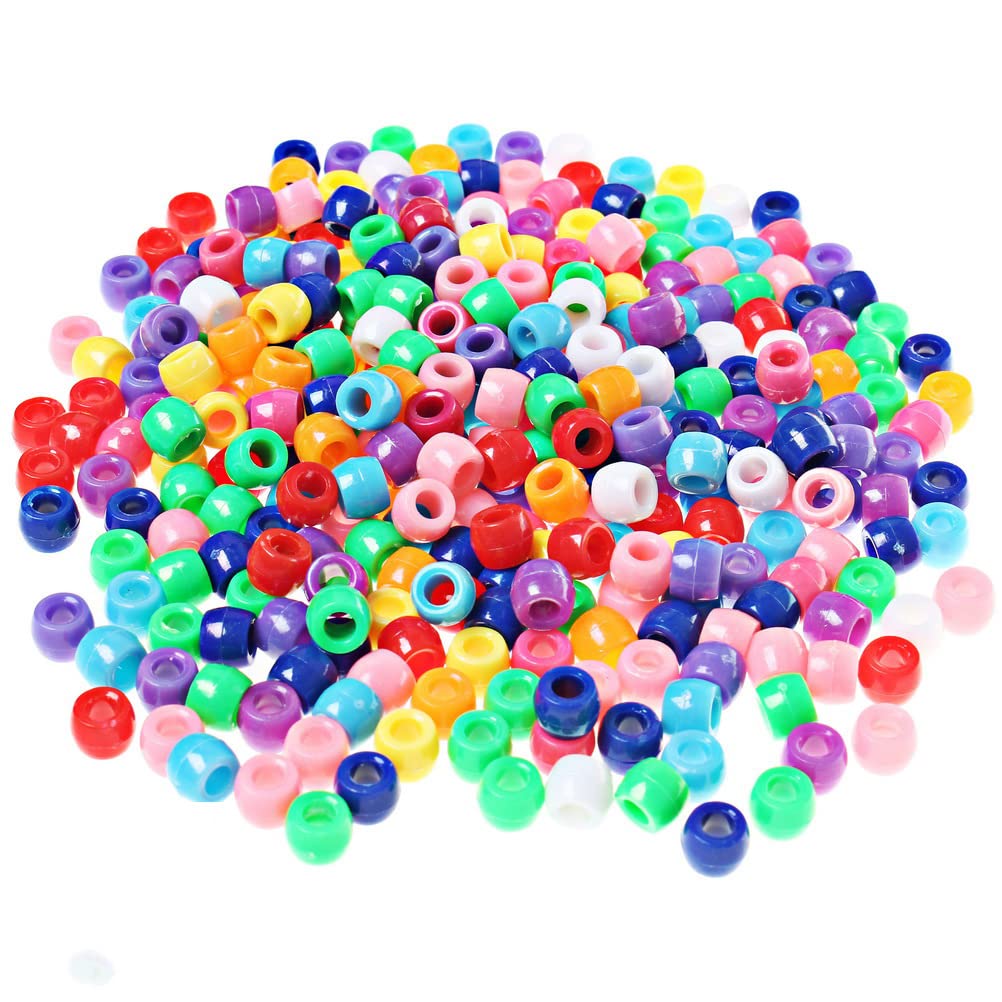 1200 Pcs Pony Beads Bulk, Multicolored Plastic Bracelet Beads Round Rainbow Beads for Crafting Jewelry Making