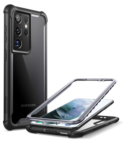 i-Blason Case for Samsung Galaxy S21 Ultra 5G (2021) Transparent Protection Bumper TPU Shockproof [Ares Series] Without Screen Protector (Black)