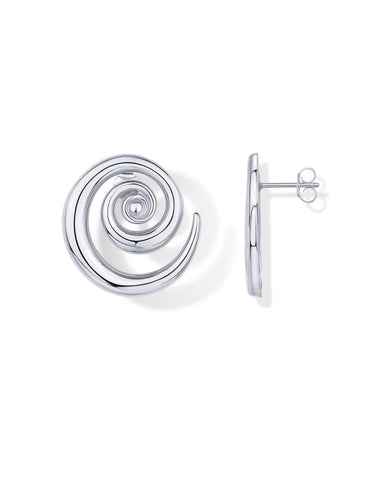 PAVOI Rhodium Plated Sterling Silver Posts Statement Spiral Stud Earrings for Women | Trendy Chunky Drop Earrings