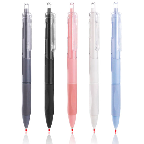 mebkmi Black Ink Pens, Gel Pens, 5 PCS 0.5mm Black Pens, Retractable Gel Pens Bulk, Gel Pen Set (5 Color Set), meb003