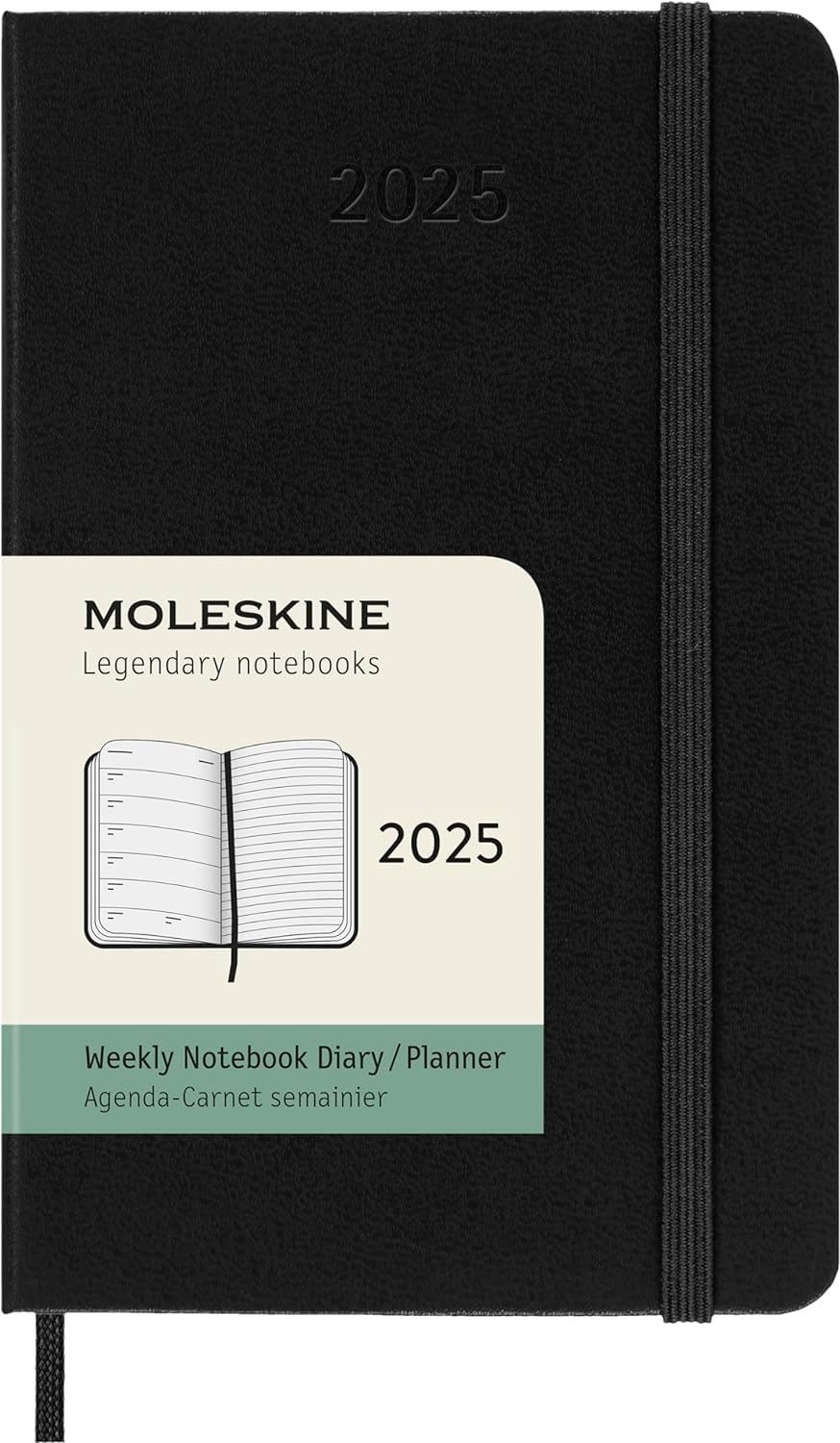 Moleskine Classic 12 Month 2025 Weekly Planner, Hard Cover, Pocket (3.5" x 5.5"), Black, 144 pages