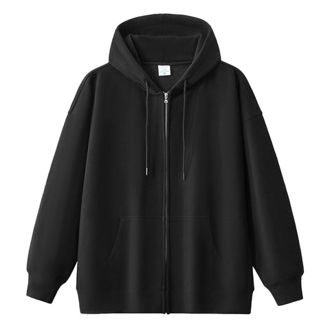 HVDBEYASA Women Solid Zip Up Hoodie Drawstring Hooded Long Sleeve Vintage Sweatshirts Jackets Pockets Oversized Casual Sweatshirt Hooded Tops Womens Y2K Hoodies(Black,XL)