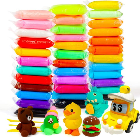 Eclet (Pack of 12) Air Dry Clay, Colorful Children Soft Clay, Creative Art Crafts, Gifts for Kids-Multi Color. Non-Toxic Modeling Magic Fluffy Foam Bouncing Clay Putty Kit for Kids with Tools .48