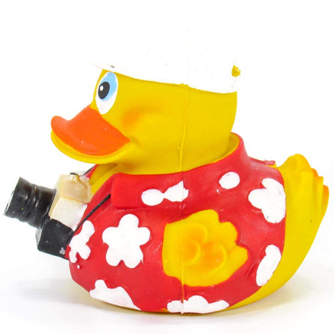Lanco Tourist Holiday Traveler Rubber Duck Bath Toy | All Natural, Organic, Eco Friendly, Squeaker Brand | Imported from Barcelona, Spain