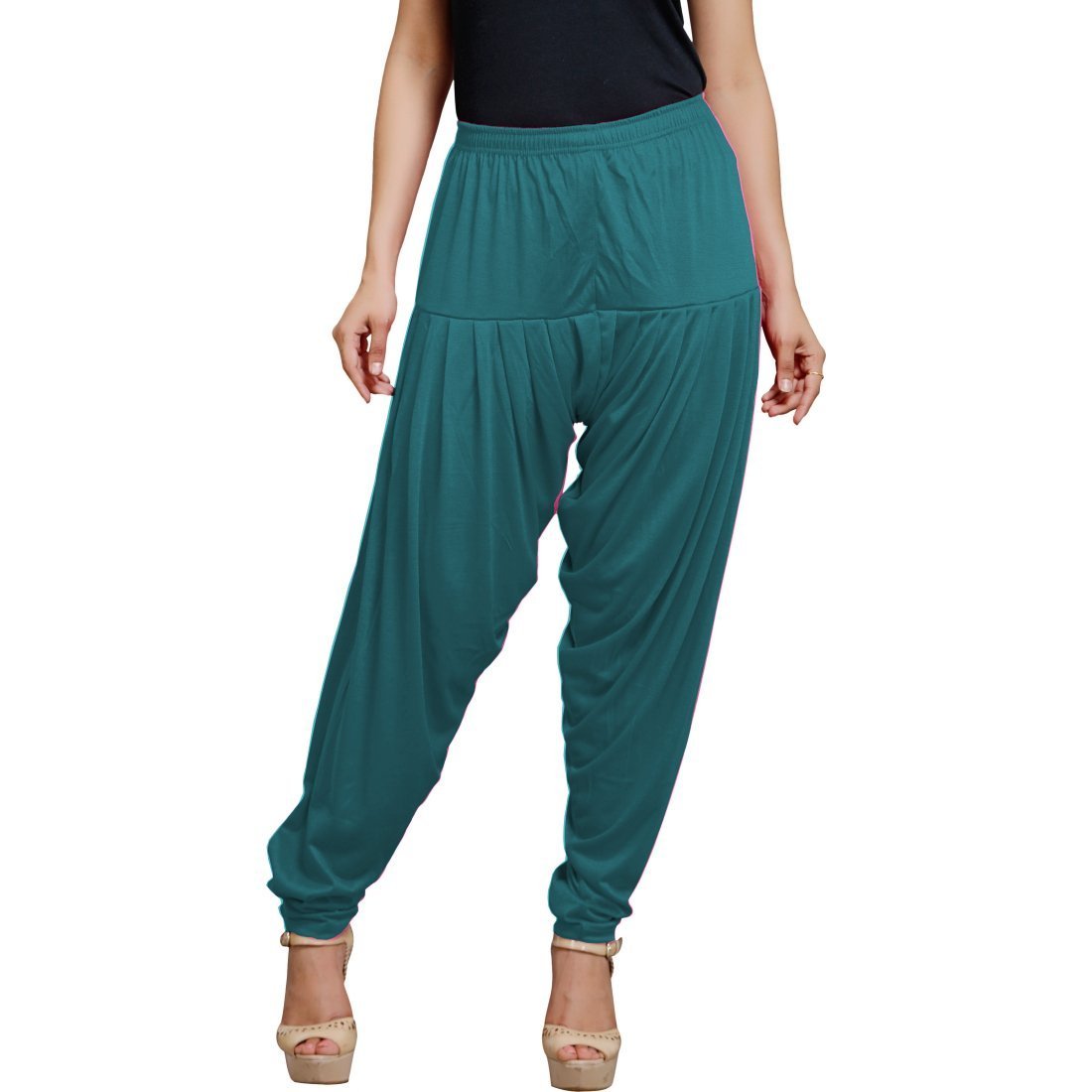 Stylesindia Women's Lycra Stretchable Patiala Pant Waist Size 32-36 - Green -