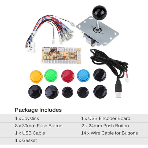 Walfront Zero Delay Arcade Game DIY Kits Game Buttons for Home 10 Buttons+Joystick+USB Encoder for MAME PC, Collection