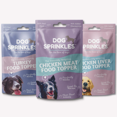 Dog Sprinkles: Fussy Dog Food Toppers Poultry Trio x 3 - Chicken Meat, Chicken Liver & Turkey