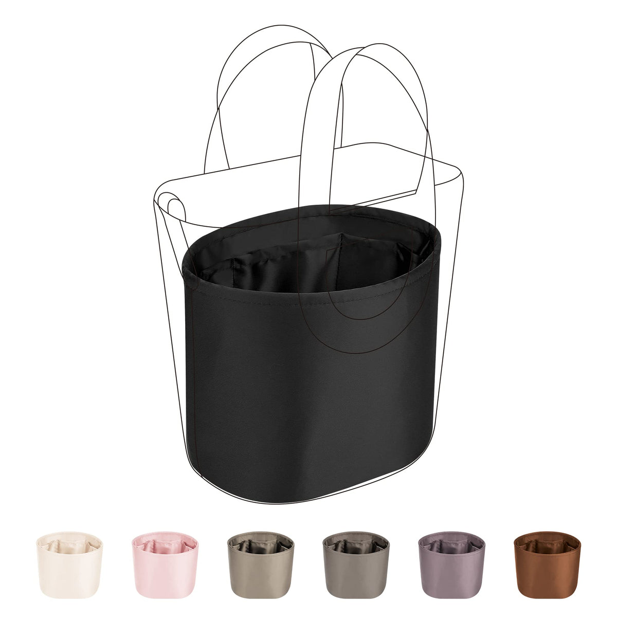 DGAZ Purse Organizer Silky Smooth For Hermes In The Loop 18/23 Bags,Silk Luxury Handbag Tote in Bag Shapers(23,Black)