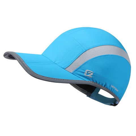 GADIEMKENSD Quick Dry Sports Hat Lightweight Breathable Soft Outdoor Run Cap (Folding Series, Sky Blue)