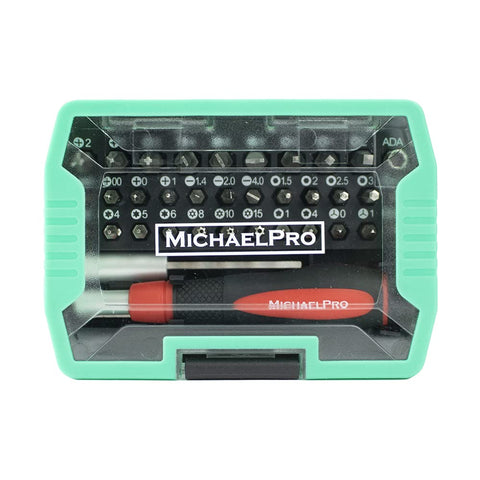 MichaelPro MP012008 37 Piece Security Bit Set, Professional Quality Magnetic Security Bit with Bit Handle and S2 Steel Bits for Home Electronics, Vehicles, Military, Aerospace