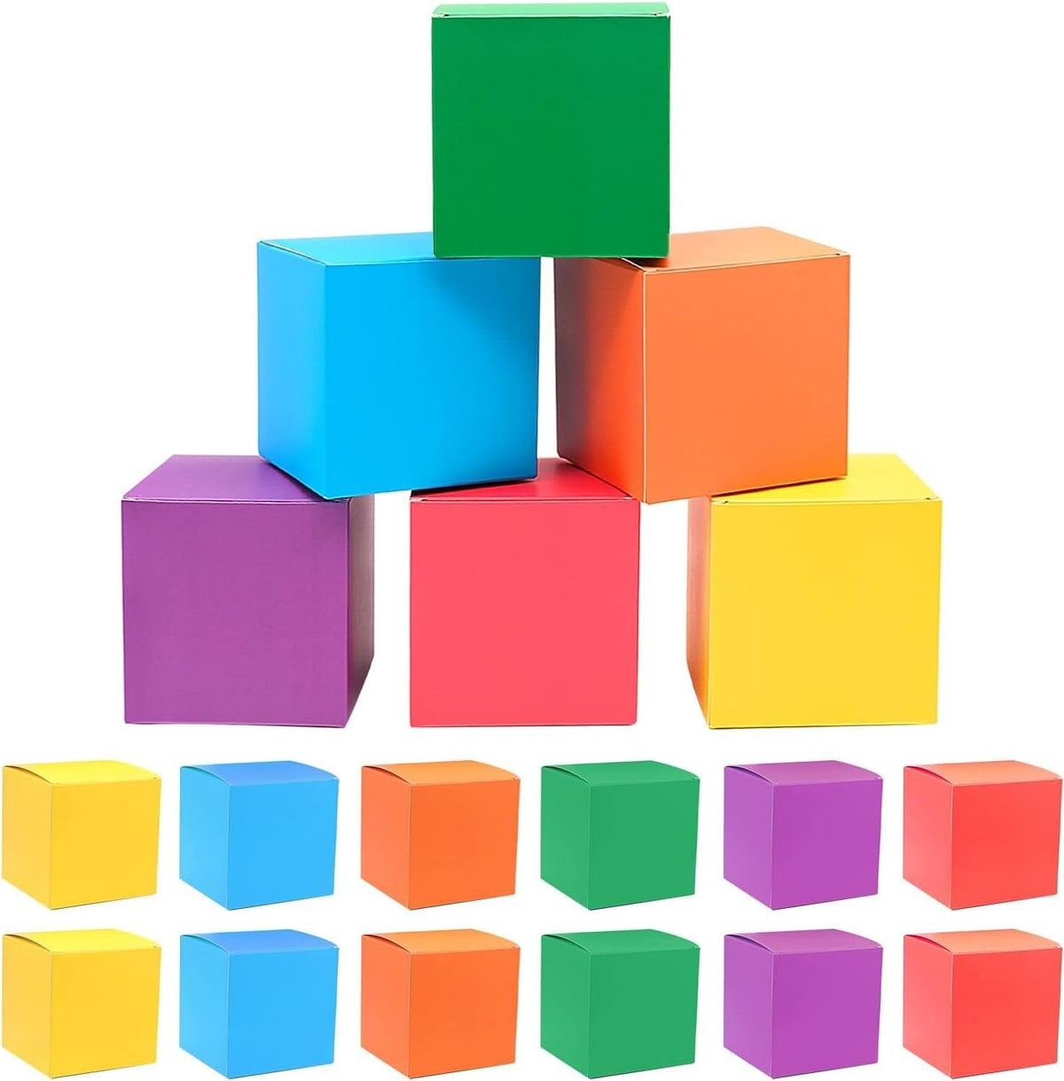 YHSKJCD 18 Pack Colorful Small Gift Boxes, 6 Colours, DIY Square Small Gift Boxes with Lids Kraft Paper Box for Christmas Party Birthdays Gifts