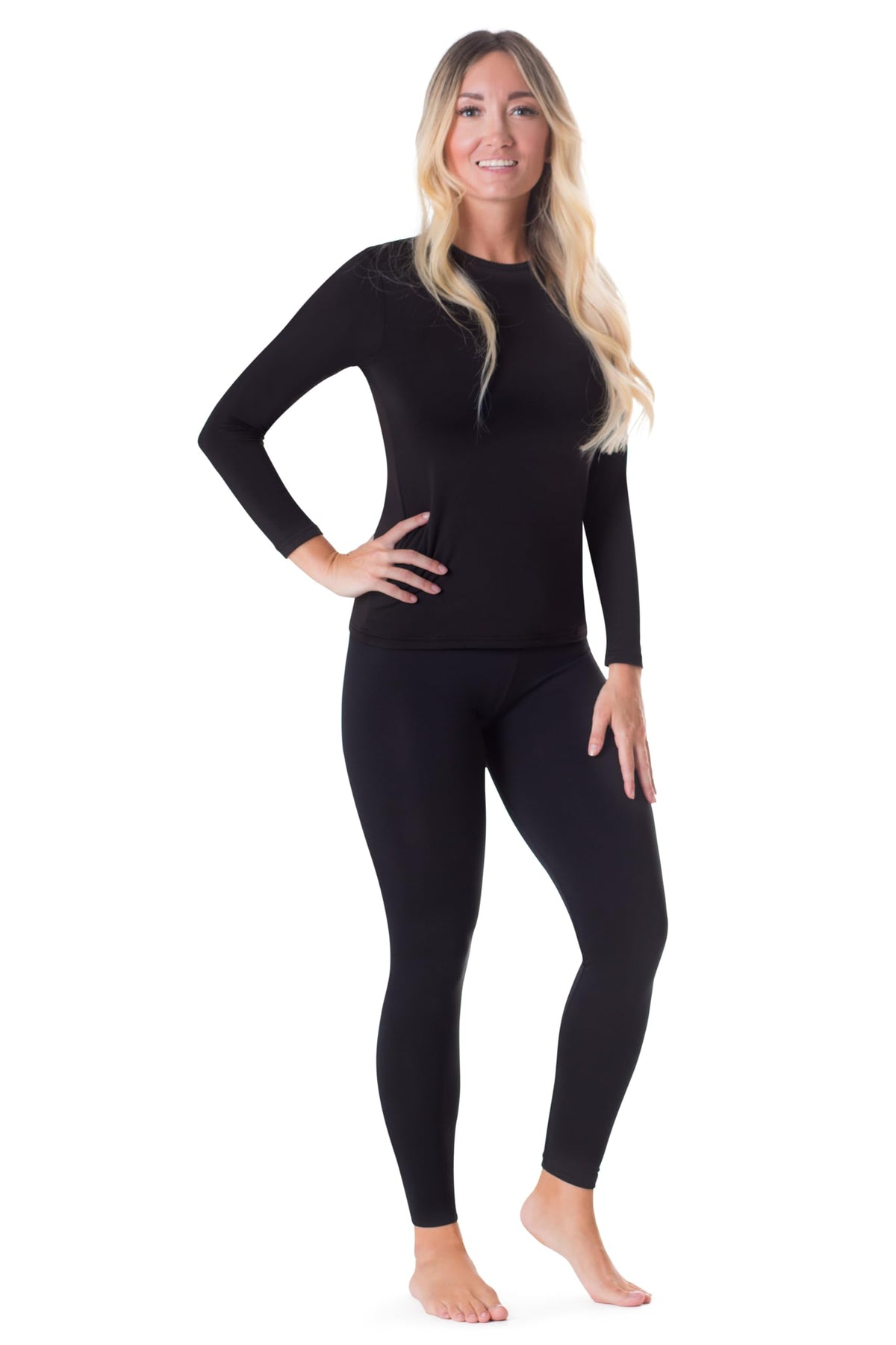 Rocky Thermal Underwear for Women (Long Johns Thermals Set) Shirt & Pants, Base Layer with Leggings/Bottoms Ski/Extreme Cold, Black, Large