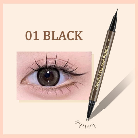 Jutqut 2PCS Waterproof Liquid Eyeliner 0.01 MM Double Tip Lower Eyelash Pencil, Natural Lower Eyelashes Liquid Pen, Double Tip Lower Lash Pen, Smudge proof, Long Wearing, Black+Brown