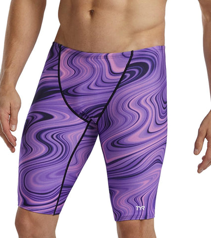 TYR Men's Standard Durafast Elite Solid Jammer Swimsuit, Purple Vitality, 36