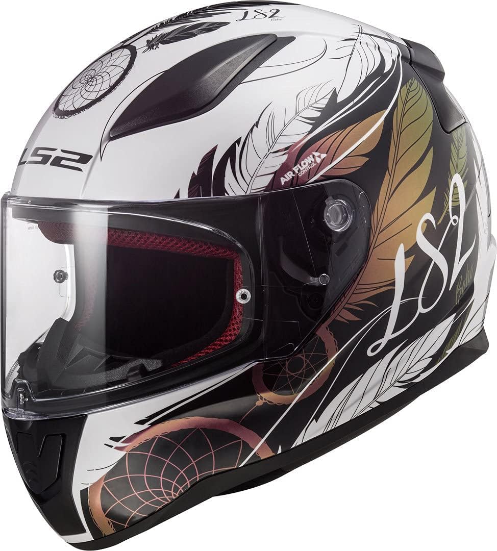 Full Face Motorbike Crash Rider Biker Sports Motorcycle Helmet LS2 - FF353 RAPID - BOHO - White Black Pink - L
