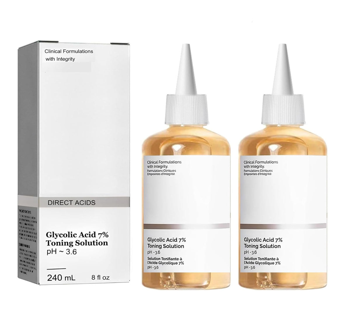 Generic 2pcs X 240ML 8fl.oz Glycolic Acid 7% Toning Resurfacing Solution,Exfoliate,and Rejuvenate Your Skin, Hydrate,Solution for Blemishes and Acne