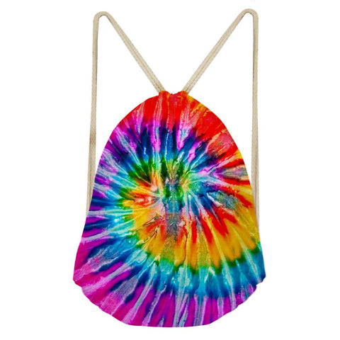 SEANATIVE Rainbow Tie Dye Drawstring Bag Backpack for Women Men Sport Gym Sackpack for School Hiking Yoga Travel Beach