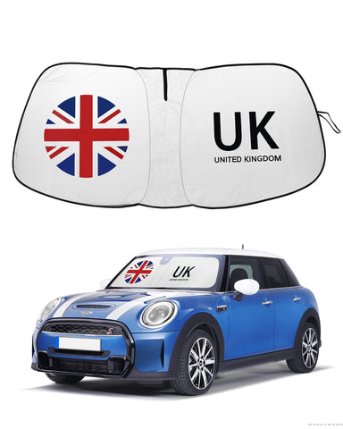 2024 Upgrade Front Windshield Sunshade Foldable Mini Cooper Sun Shade fit for 2015-2024 Mini Cooper Cooper S Hardtop 4 Door Mini Cooper Windshield Sunshade Union Jack Flag |Keep Car Interior Cooler|