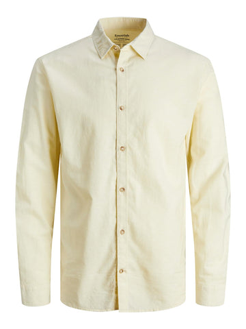 JACK & JONES Men's JJESUMMER Linen Shirt LS SN Long Sleeve, French Vanilla, XL