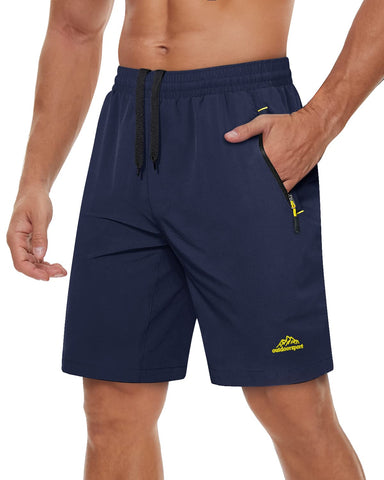TACVASEN Comfortable Shorts Men Cargo Shorts Casual Lightweight Shorts Travel Quick Dry Sports Shorts Zip Pockets Lounge Shorts Summer Holiday Shorts Navy Blue