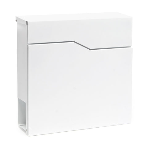 Design Mailbox V19 White Newspaper Compartment Wall Letterbox Postbox Powder Coated