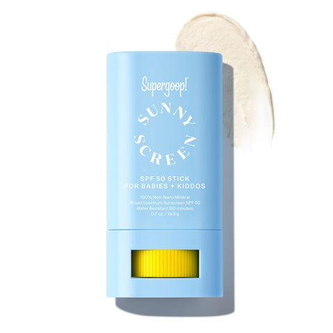 Supergoop! Sunnyscreen 100% Mineral Stick SPF 50, 0.7 oz - Face & Body Sunscreen for Babies & Kids - 100% Non-Nano Mineral Formula - Pediatrician Tested, Hypoallergenic, Fragrance & Silicone Free