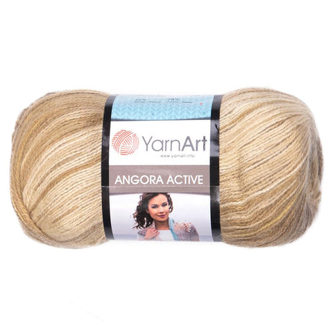 1 Skein YarnArt Angora Active Knitting Yarn, 25% Mohair 75% Acrylic, 100 g (3.5 oz), 500 m (546 yd), Yarn Weight 0: Lace, Variegated - 843