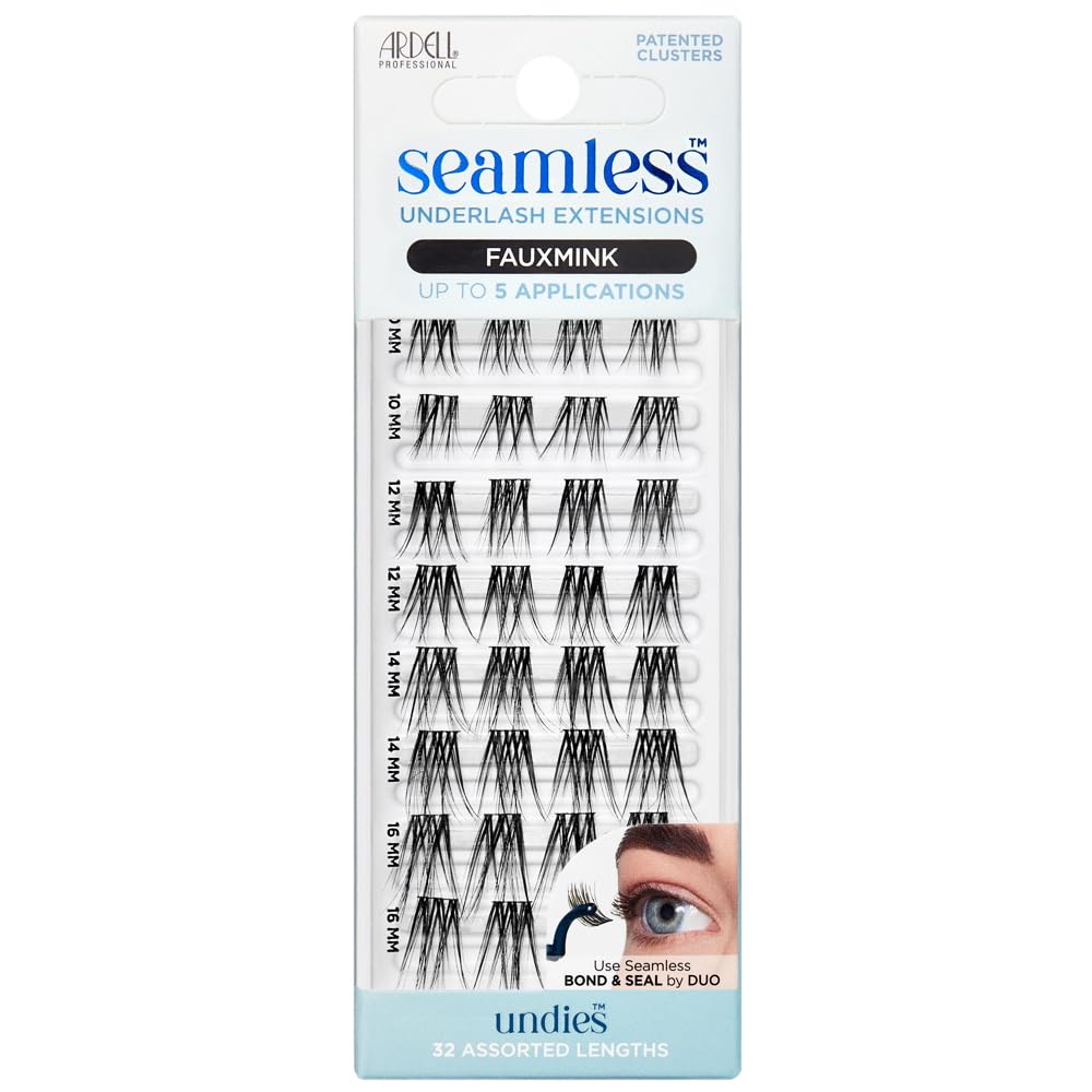 Ardell Seamless Extensions Refill Kit, Faux Mink, 32 Assorted Lengths, Customizable DIY Underlash Clusters for Natural Volume, Knotless Design