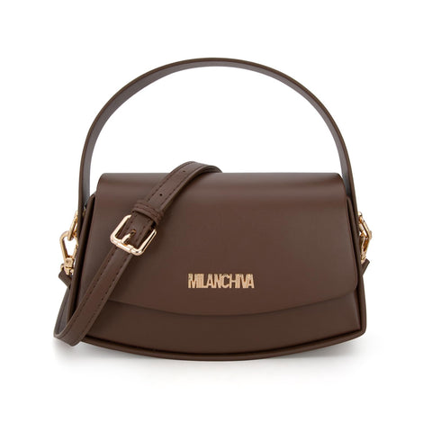 Milan Chiva Small Purses Cute Shoulder Bags for Women Mini Top Handle Hobo Bag, Coffee