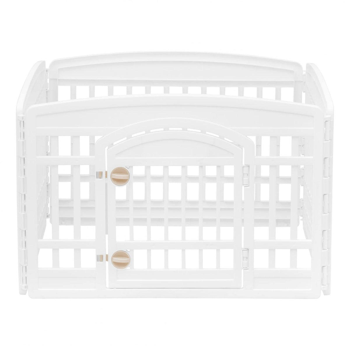 Iris Ohyama Dog Pen with Lockable Door, H60cm, 4 Panels, White, Dog Cage, Plastic, Puppy Enclosure, For Rabbit Runs, Indoors, Outdoors, Playpen for Dogs, Cats, Rodents, Pets, Dog Fence, CI-604E WD