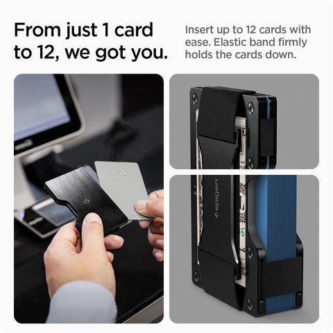 Spigen RFID Signal Blocking Wallet Credit Card Holder with Cash Strap - Black