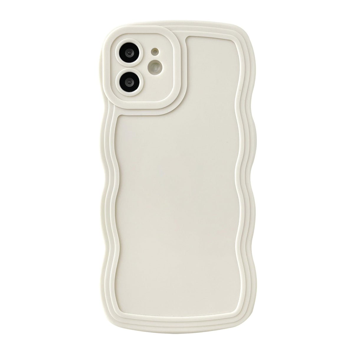 Caseative for iPhone 12 Case, Solid Color Curly Wave Frame Soft Compatible with iPhone Case (White,iPhone 12)