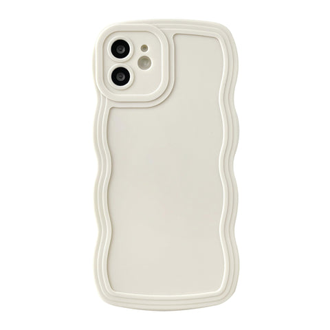 Caseative for iPhone 12 Case, Solid Color Curly Wave Frame Soft Compatible with iPhone Case (White,iPhone 12)