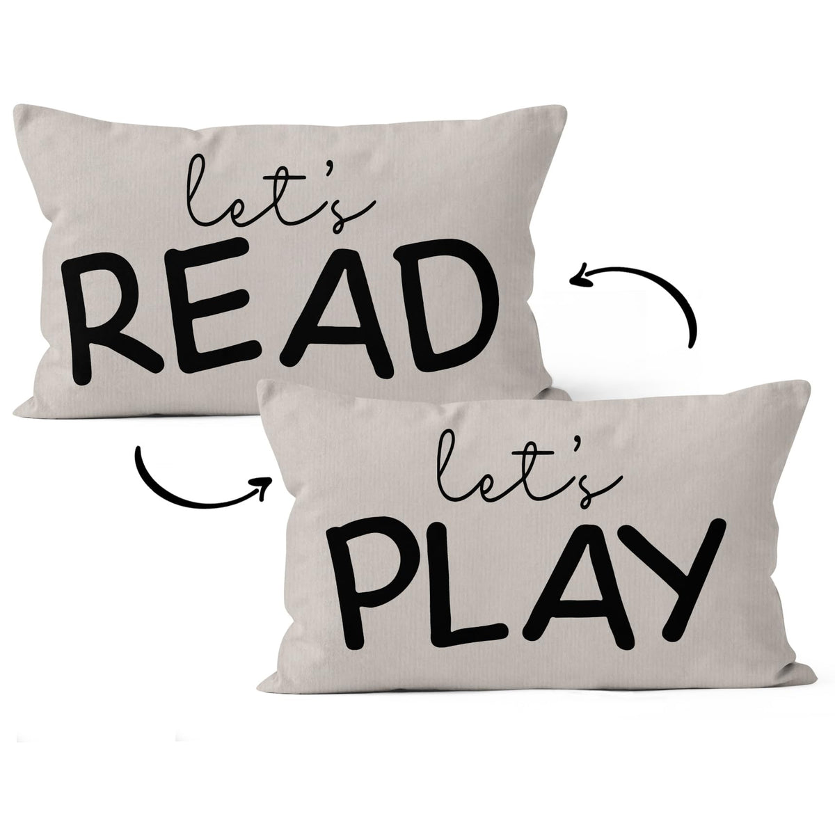 HIWX Kids Playroom Decor,Classroom Pillows Cover,Let's Read Play Decorative 12 x 20 Throw Pillow Cover,Lets Play Read Kids Reading Corner Room Playroom Nursery Decor Reversible Pillowcase?Gray?