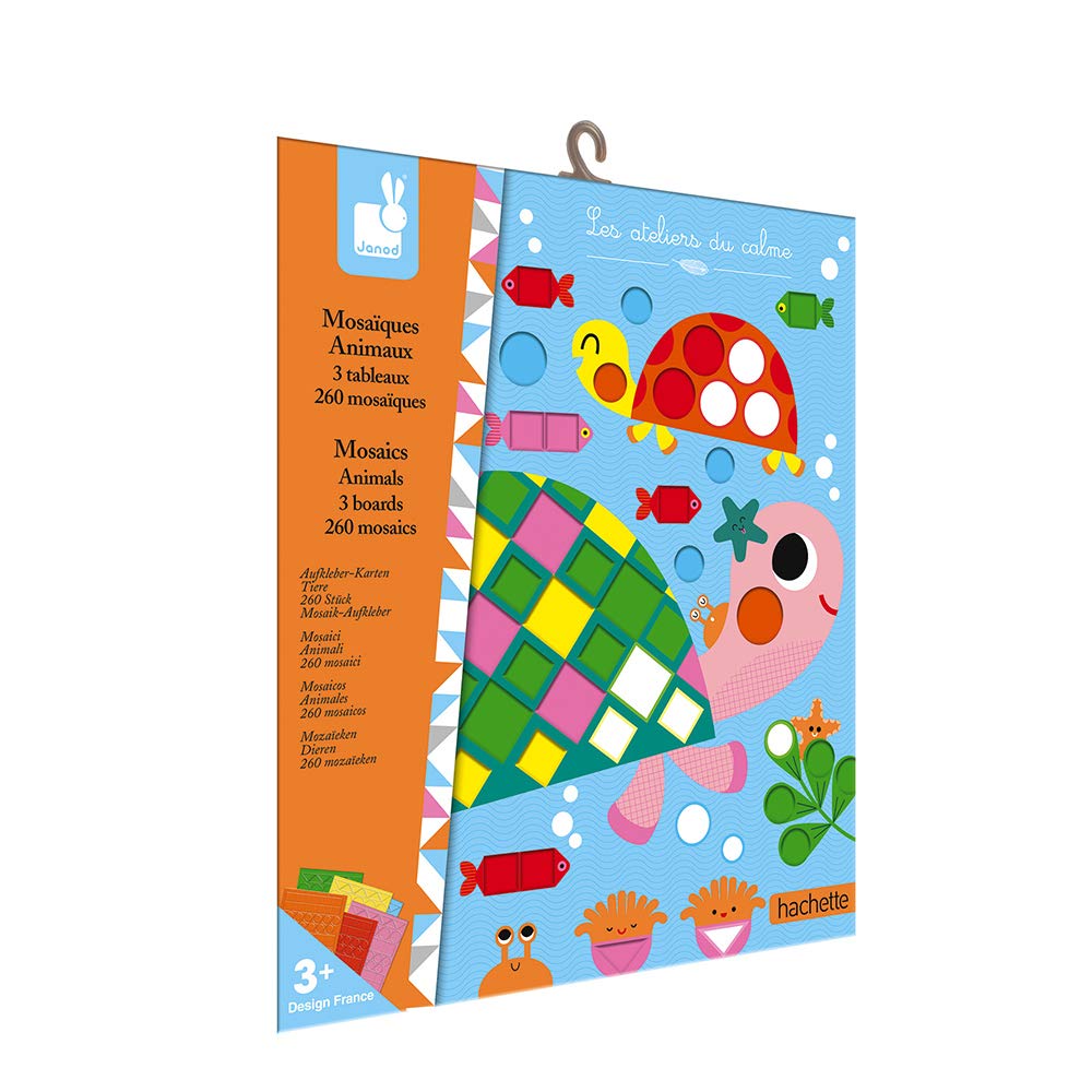 Janod Crafts - No Mess No Glue My First Foam Animal Sticker Mosaic Animals Kit - Creative, Imaginative, Inventive, and Developmental Play - STEAM Approach to Learning - Ages 3-8+