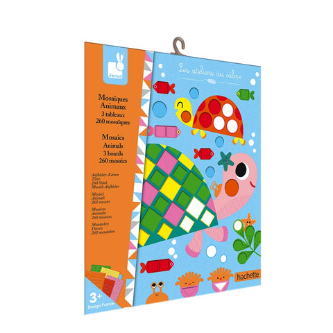 Janod Crafts - No Mess No Glue My First Foam Animal Sticker Mosaic Animals Kit - Creative, Imaginative, Inventive, and Developmental Play - STEAM Approach to Learning - Ages 3-8+