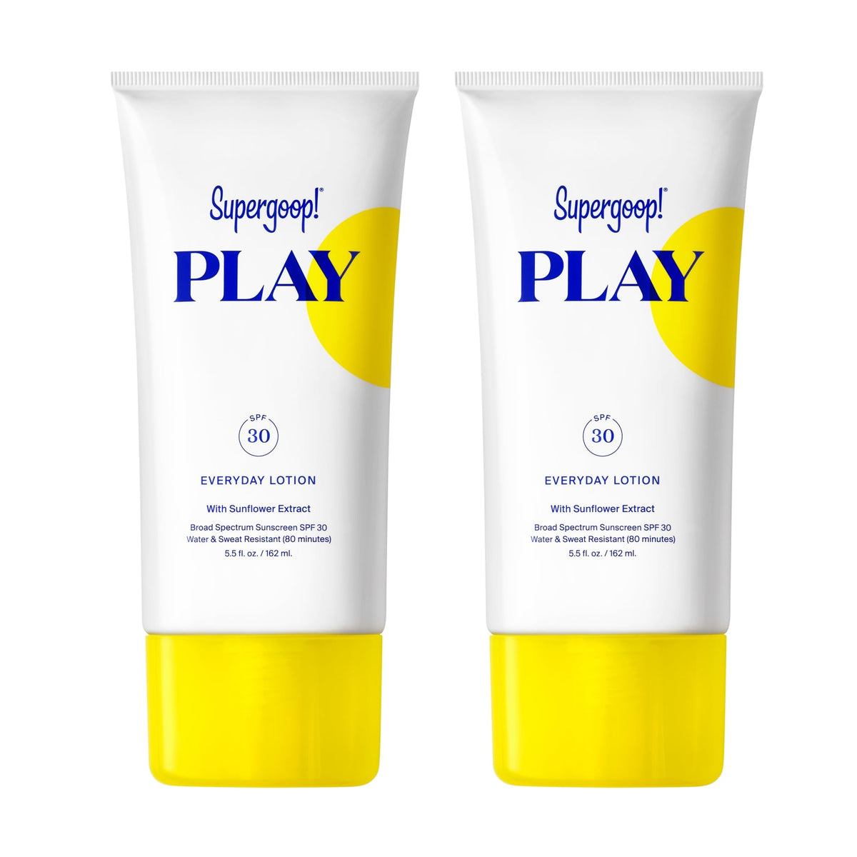 Supergoop! PLAY Everyday SPF 30 Lotion - 5.5 oz, Pack of 2 - Broad Spectrum Body & Face Sunscreen for Sensitive Skin - Water & Sweat Resistant - Great for Active Days