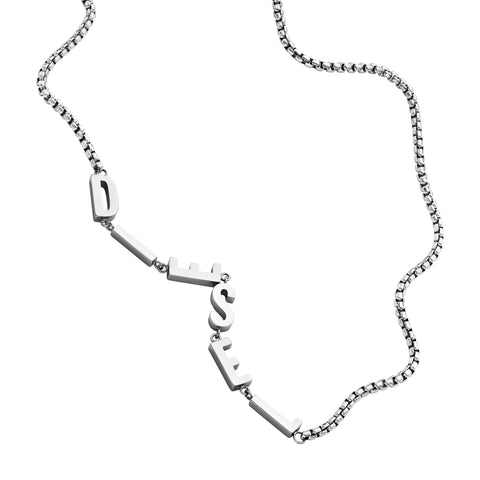 Diesel Logo Men's Silver Stainless Steel Chain Necklace (Model: DX1491040)