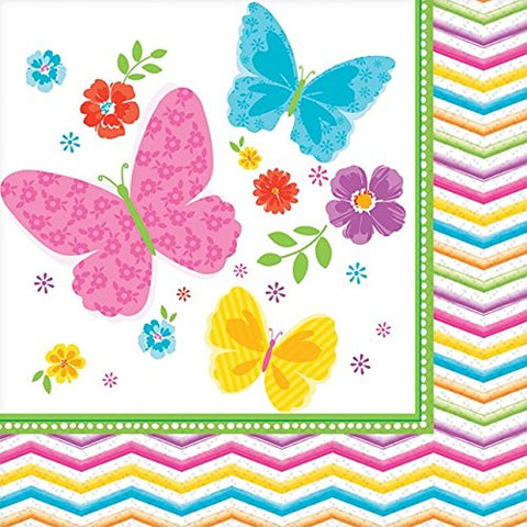 Celebrate Spring Beverage Napkins Party Tableware (36 Pieces), Multi Color, 5" x 5".