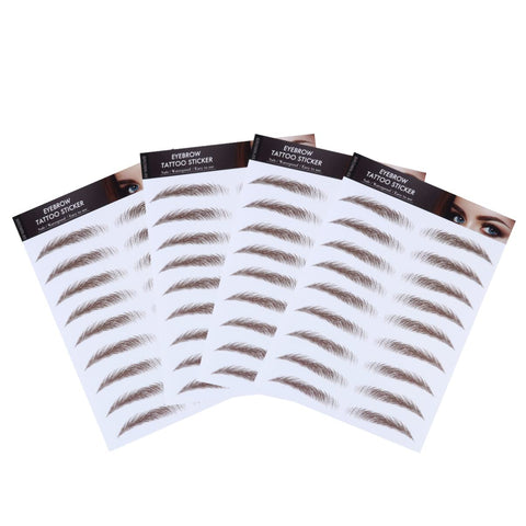 Lurrose 4 Sheets Eyebrow Tattoo Stickers, 6D Hair- Tattoos Stickers Eyebrows Tattoo Peel Off Natural False Eyebrow Makeup Sticker for Makeup Supplies, Brown 03