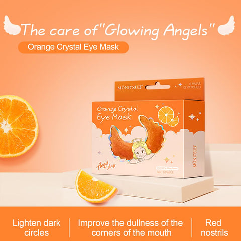 Easilydays Vitamin C Under Eye Masks for Dark Circles, 6 Pairs Gel Crystal Eye Pads Under Eye Patches for Melanin, Hydrate Shiny Eye Skin, for Dark Circles, Bags, Fine Lines, Eye Tail Winkles (Orange)