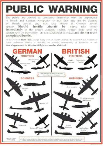 Westair World War 2 Public Warning Aircraft Identification Poster - A3