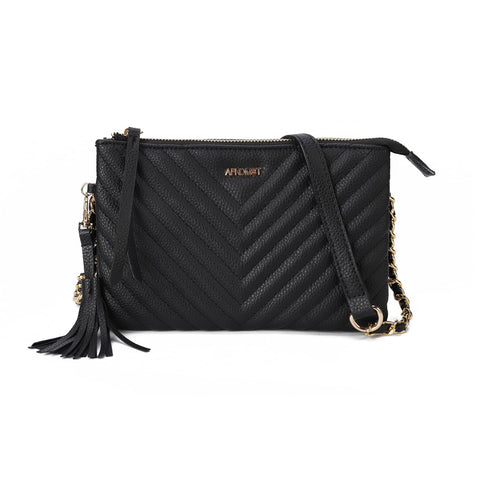 AFKOMST Women's Crossbody Bags Quilted Crossbody Shoulder Bags Multi Pocket Satchel Handbags Tasssel Messenger Purses Ladies Bag