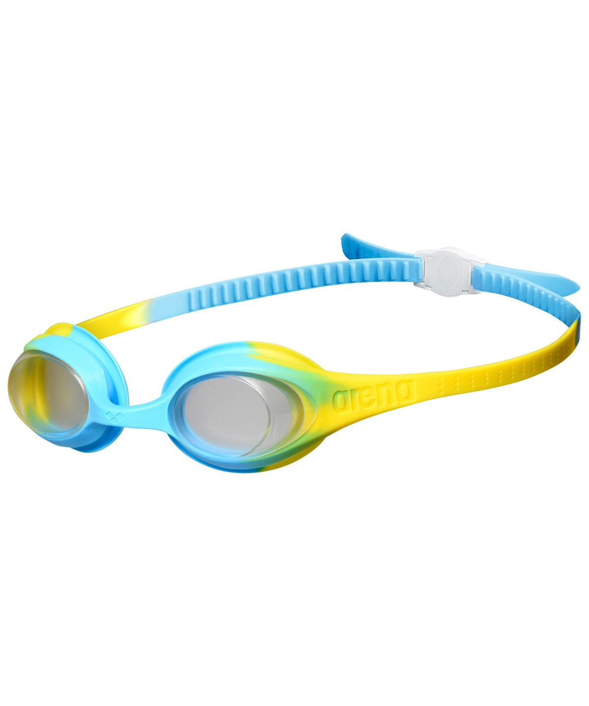ARENA Unisex Spider Kids Swim Goggles for Boys and Girls Ages 2 to 5, Anti-Fog Non-Mirror Lens, Easy to Use Strap No Leak Goggle, Clear/Yellow/Lightblue
