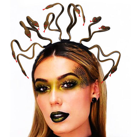 Zoestar Medusa Snake Headband Greek Goddess Headpiece Halloween Costume Hair Hoop Egyptian Dress up Party Hair Accessories for Women and Girls (Gold)
