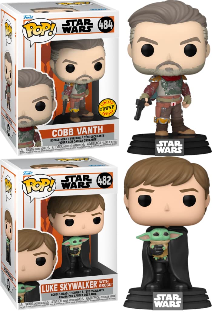 Funko Timmy in The Boba Outfit Chase Rare POP! Star Wars Mandalorian Bundle: Cobb Vanth 484 Chase Rare + Luke Skywalker W/ Grogu (2 Pops)